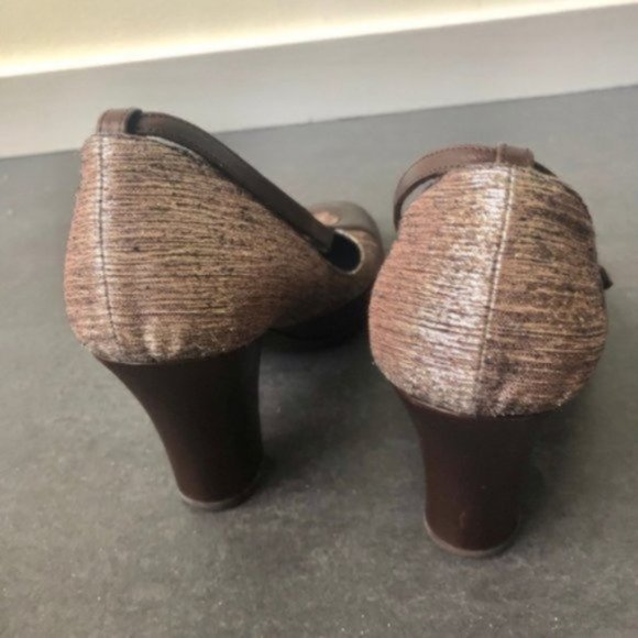 Dries Van Noten Brown and Silver Stacked Heels - Picture 5 of 8